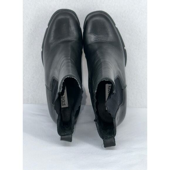 Steve Madden Women Revised Black Leather Platform Heeled Chelsea Boots 6.5M - Picture 6 of 9